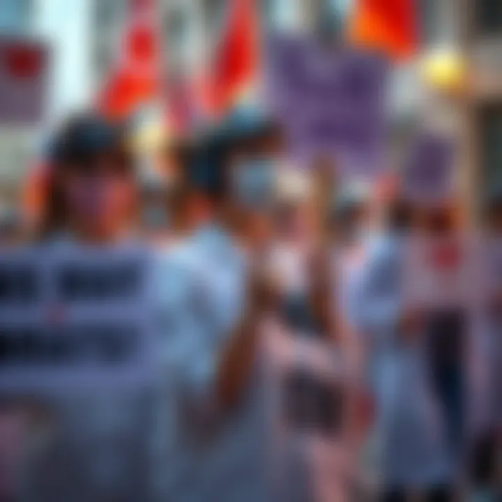 Group of mental health workers holding signs during a protest against AI in healthcare