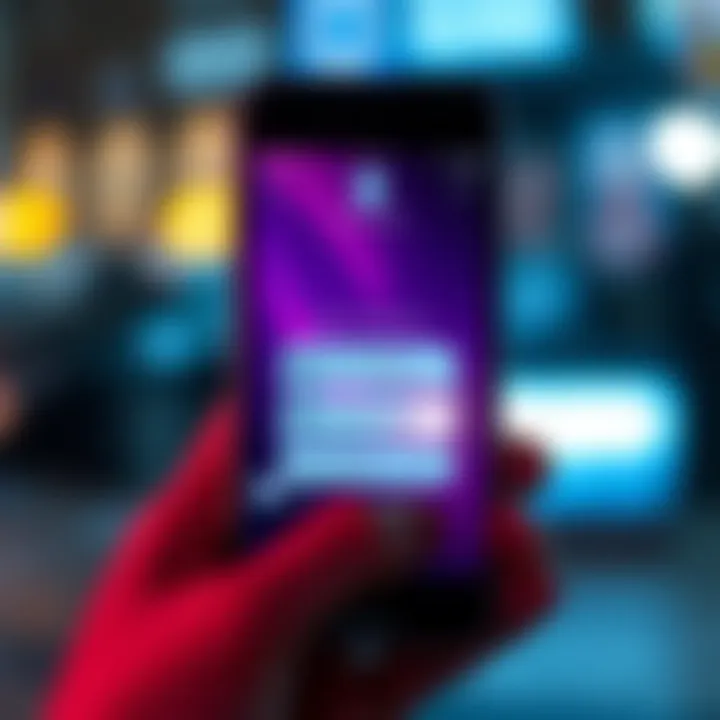 A smartphone screen showing a messaging app with a new message glitching back to the first message while swiping