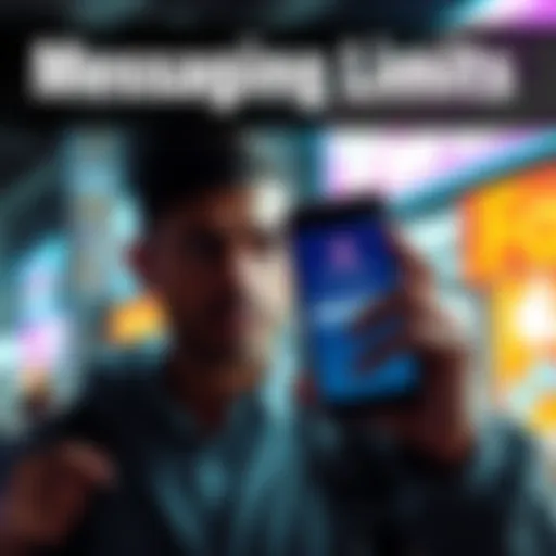 A person looking frustrated at a phone displaying low messaging limits