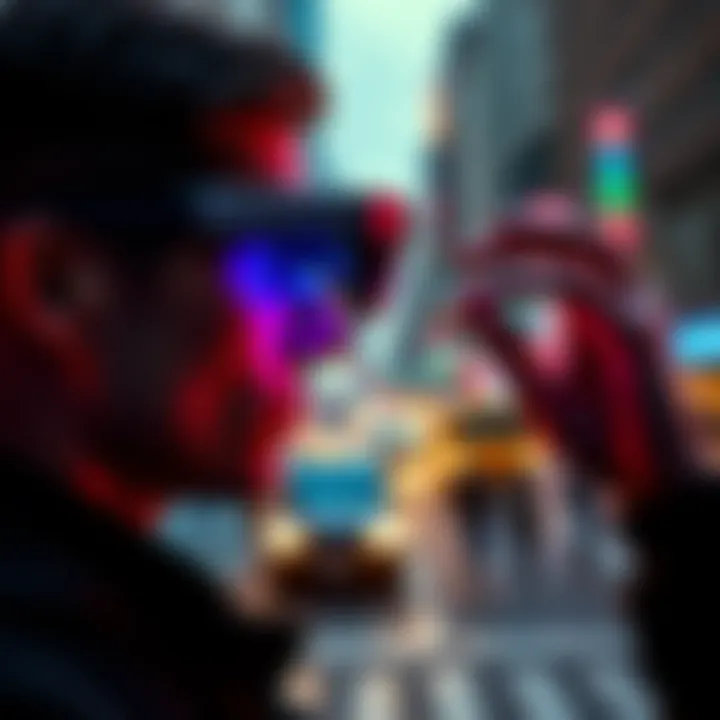 A person using Meta's smart glasses while looking at a city street, reflecting modern tech use and privacy concerns.