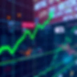 A close-up of a digital stock market display showing an upward trend for Meta's stock, with green arrows indicating growth amidst news of layoffs.