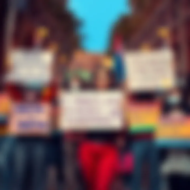 A group of diverse people holding signs demanding inclusivity and respect from Meta, expressing their concerns about transphobic language.