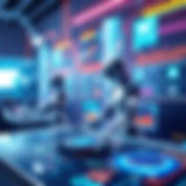 An illustration depicting virtual assistants taking control of business operations on a digital interface