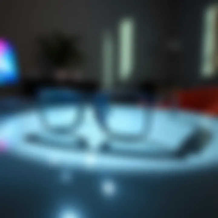 A close-up of Meta's new camera glasses on a table, reflecting light, showcasing their sleek design.