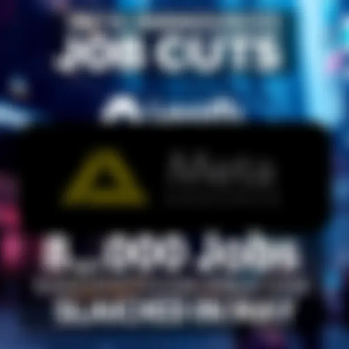 An official announcement graphic from Meta about cutting 8,000 jobs, featuring the company logo and bold text outlining the layoffs.
