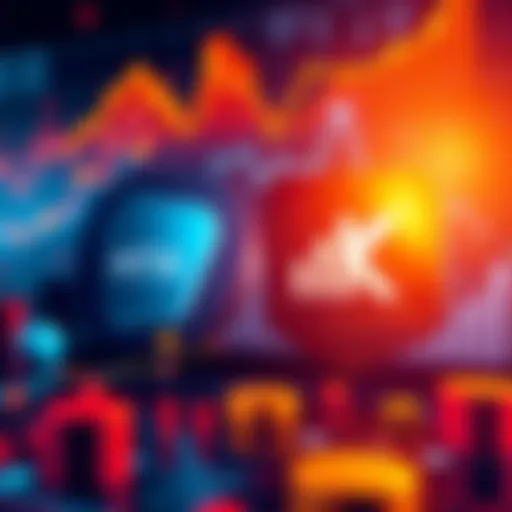 Illustration showing Meta and Kalshi logos with digital forecasting symbols like charts and graphs