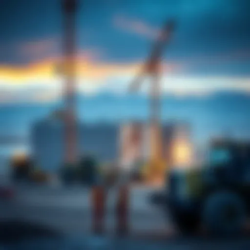 A construction site with heavy machinery and workers in Wyoming, indicating the building of a data center.