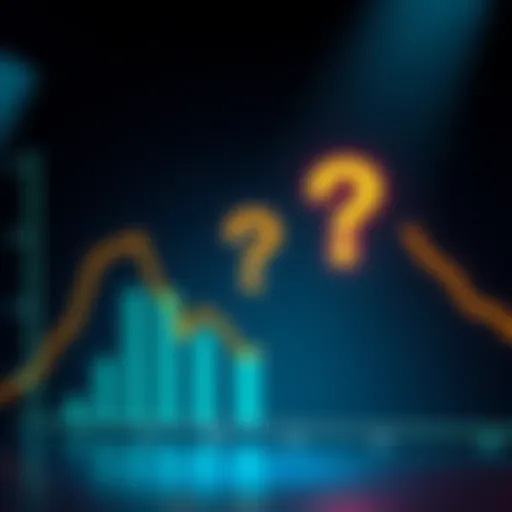 A graph showing declining performance metrics with a question mark, representing Metr's sudden stop in benchmarking activities after Opus 4.6.