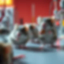 Mice in a lab setting showing improvement in movement and coordination after treatment for Parkinson's