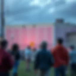 Residents in Michigan stand outside, concerned about noise from an AI data center, with a building in the background.