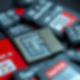 A close-up view of a SanDisk MicroSD card with a broken section, surrounded by other functioning cards, illustrating failure rates from a test.