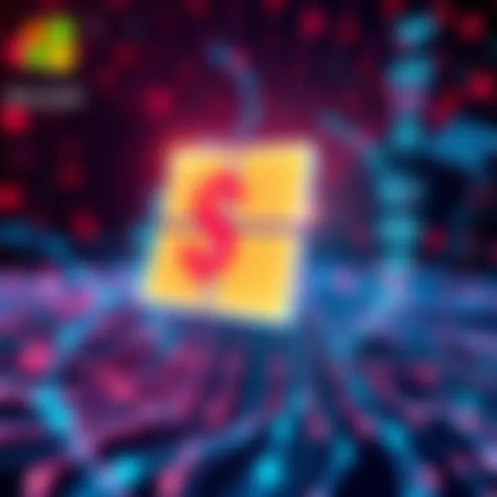 A visual representation of Microsoft investing in AI technology, featuring a digital concept of artificial intelligence with a dollar sign motif