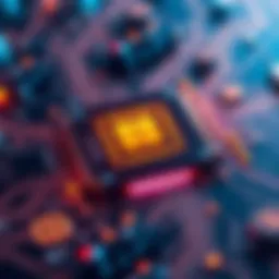 Illustration of Microsoft’s AI-driven quantum chip concept with futuristic technology elements and glowing circuits