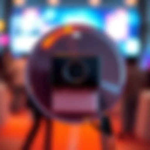 A Microsoft badge featuring a built-in camera designed for capturing photos and sharing moments easily.