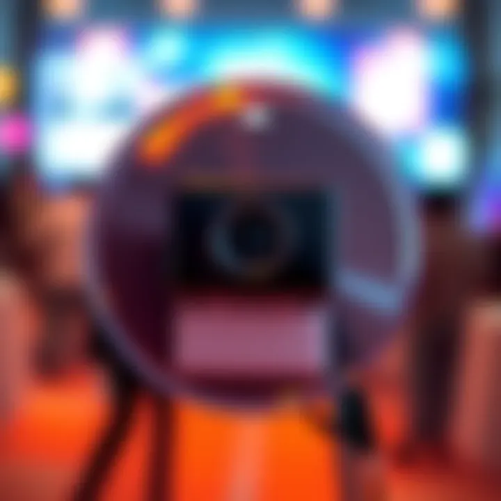 A Microsoft badge featuring a built-in camera designed for capturing photos and sharing moments easily.