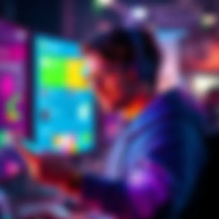 A visual representation of Microsoft Scout, a digital personal assistant with a friendly interface, engaging with users through a colorful display.