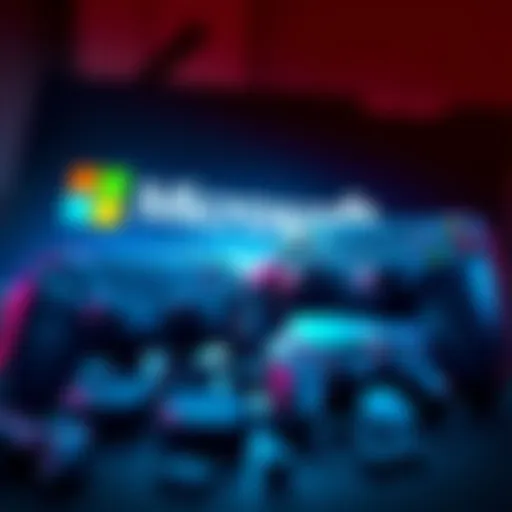 Illustration of Microsoft and Sony logos with broken game controllers, showcasing the impact of job cuts and industry changes