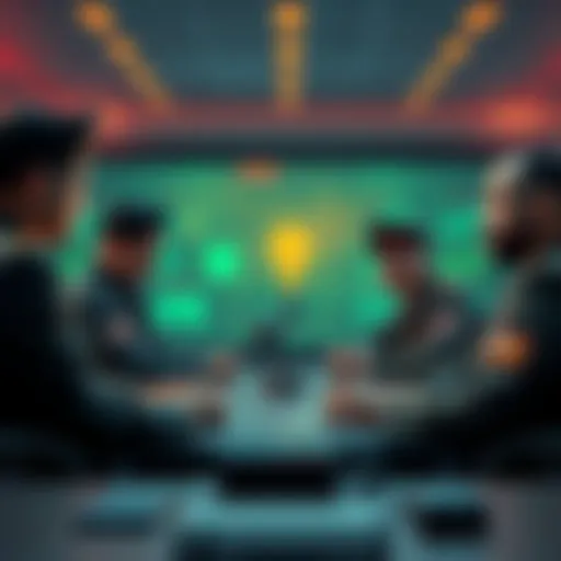Military leaders in a meeting expressing caution about AI in warfare