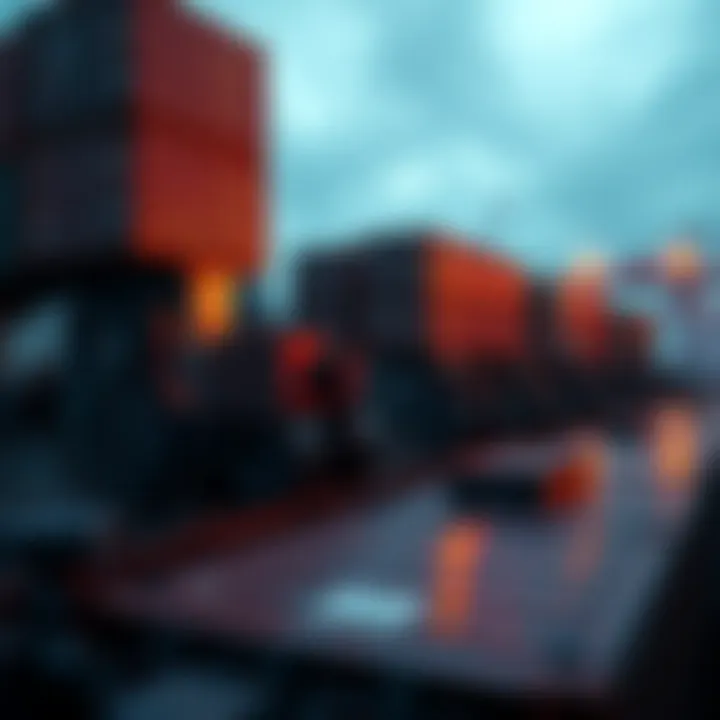 Shipping containers labeled for Ukraine covered in military markings, reflecting the delay due to the Iran conflict