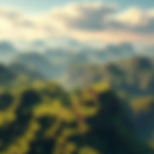 A visual representation of Minecraft's innovative terrain created using AI and noise methods, showcasing realistic hills, valleys, and textures in the game world.
