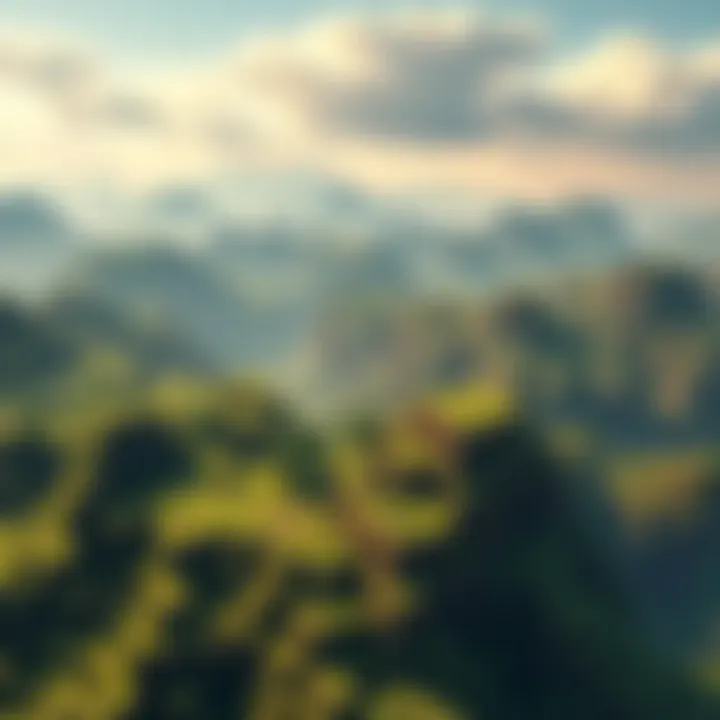New Terrain Generation in Minecraft A visual representation of Minecraft's innovative terrain created using AI and noise methods, showcasing realistic hills, valleys, and textures in the game world.
