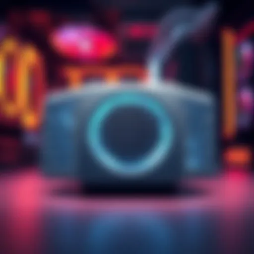 A 3D model of a mini-PC ventilation grille showcasing rounded rectangular patterns and shader effects, displayed in a digital environment