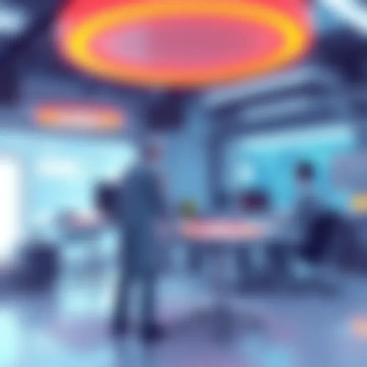 An illustration showing a futuristic physics testing lab with scientists exploring non-violent methods and concepts in physics research.