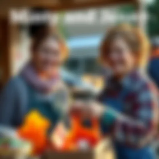 Minty and Jenny, two women, are smiling as they distribute food to families in need, showing kindness and compassion.