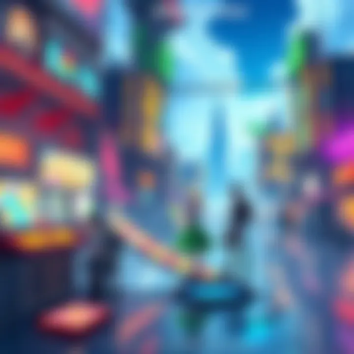 Artistic scene from Cloud Machina: City Of Vapour showing vibrant anime characters solving puzzles in a colorful cityscape