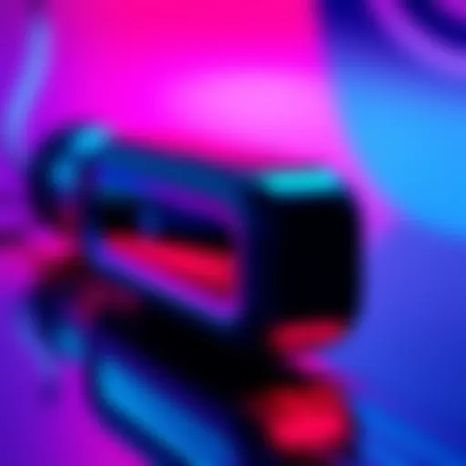 A close-up of the MisMatcher Delux II device with a sleek design on a vibrant background.