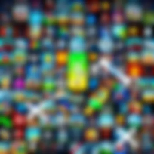 A colorful collage of different mobile game icons showcasing various gameplay styles.