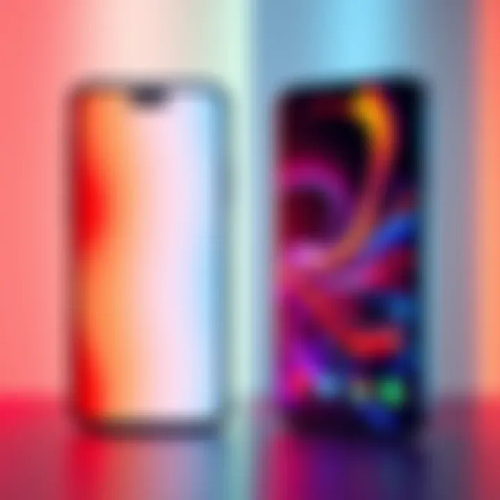 Comparison of two mobile app designs Side-by-side view of a mobile app design created by a professional and another generated by AI, showcasing different styles.