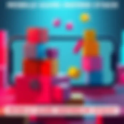 A screenshot of a mobile game featuring colorful moving boxes stacked on each other, showcasing a balancing challenge, with simple touch controls visible on the screen.