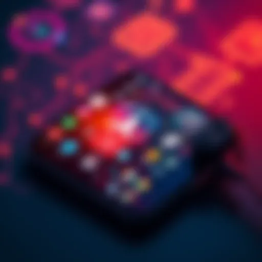 A close-up of a smartphone screen showing various AI applications and tools, symbolizing the shift of AI to mobile platforms.