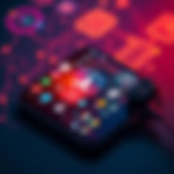 A close-up of a smartphone screen showing various AI applications and tools, symbolizing the shift of AI to mobile platforms.