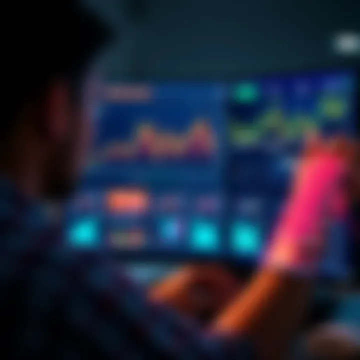 A person analyzing data on a computer screen, showing charts and graphs related to model performance.