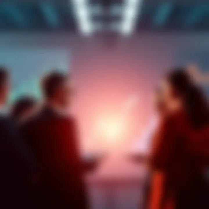 Image showing a group of industry leaders discussing model preferences with charts and graphs in the background