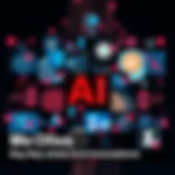 A collage showcasing key milestones in artificial intelligence, featuring images of AlexNet, IBM Watson, and virtual assistants like Siri.