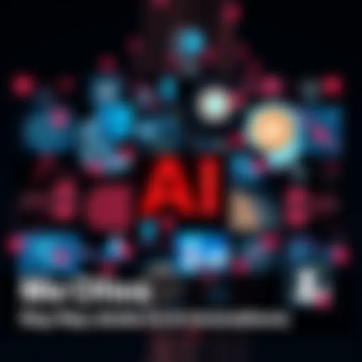 A collage showcasing key milestones in artificial intelligence, featuring images of AlexNet, IBM Watson, and virtual assistants like Siri.