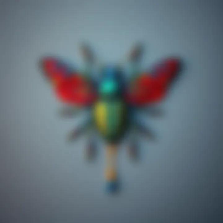 An embroidered insect design showcasing advanced techniques, inspired by AI technology.