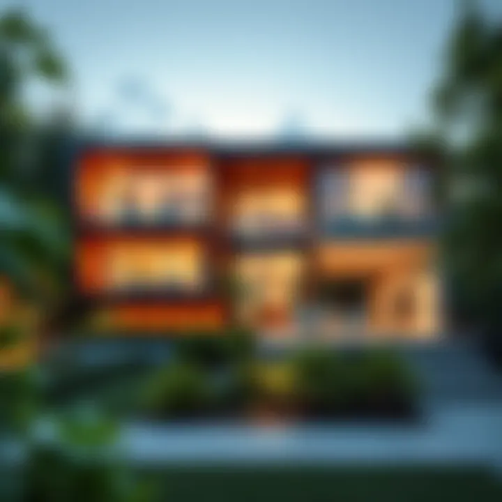 Modern Home Design A sleek, contemporary home showcasing large windows and an open layout, surrounded by greenery.