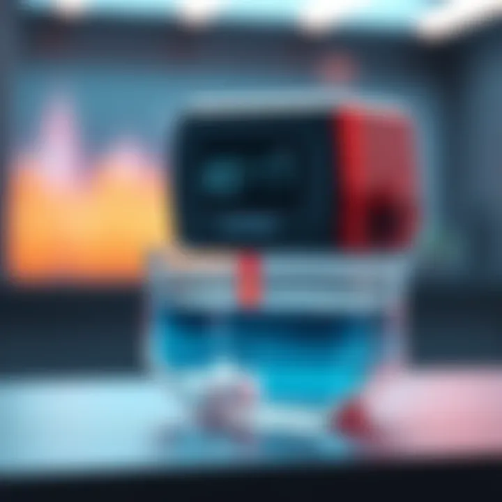 A sleek and modern water level device measuring liquid levels in a container, showcasing digital display and advanced features.