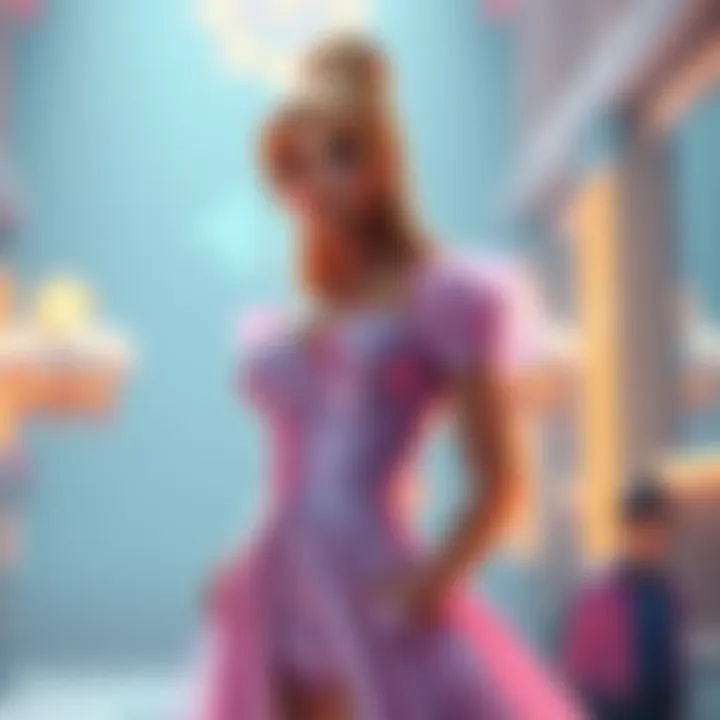 A modern portrayal of Cinderella as a confident and stylish woman in a fashionable dress, highlighting her curvy figure.