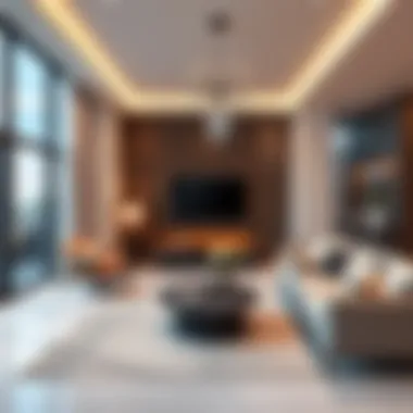 A beautifully designed living room featuring stylish furniture and artistic decorations