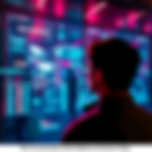 A person looks at a digital screen showing surveillance cameras and data, reflecting modern privacy concerns.