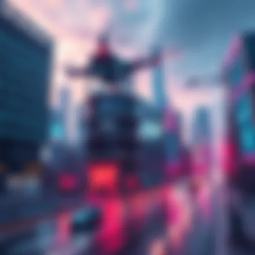 A futuristic cityscape filled with advanced technology like drones, smart buildings, and electric vehicles, showcasing innovation and progress.