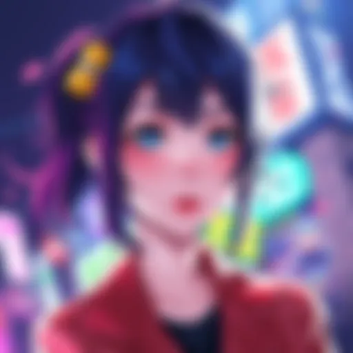 A colorful illustration of Momo Ayase designed in the SVC Chaos art style, showcasing her unique features and vibrant colors.