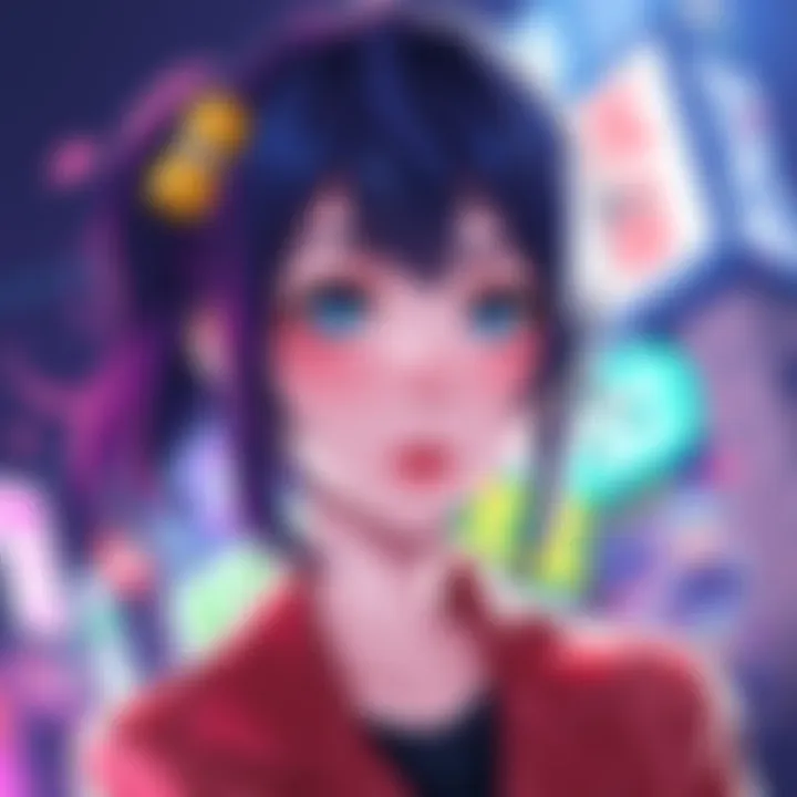 A colorful illustration of Momo Ayase designed in the SVC Chaos art style, showcasing her unique features and vibrant colors.