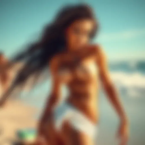 Monster girl at the beach Nude female monster girl showing off her curvy figure in a candid beach setting