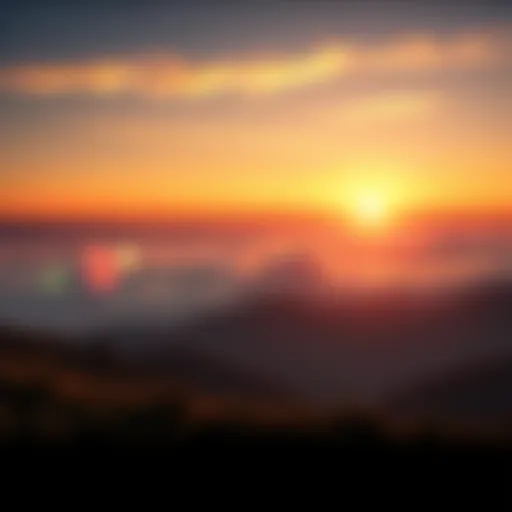 A beautiful sunrise over a calm landscape with soft light illuminating the sky and a tranquil scene to inspire positivity.